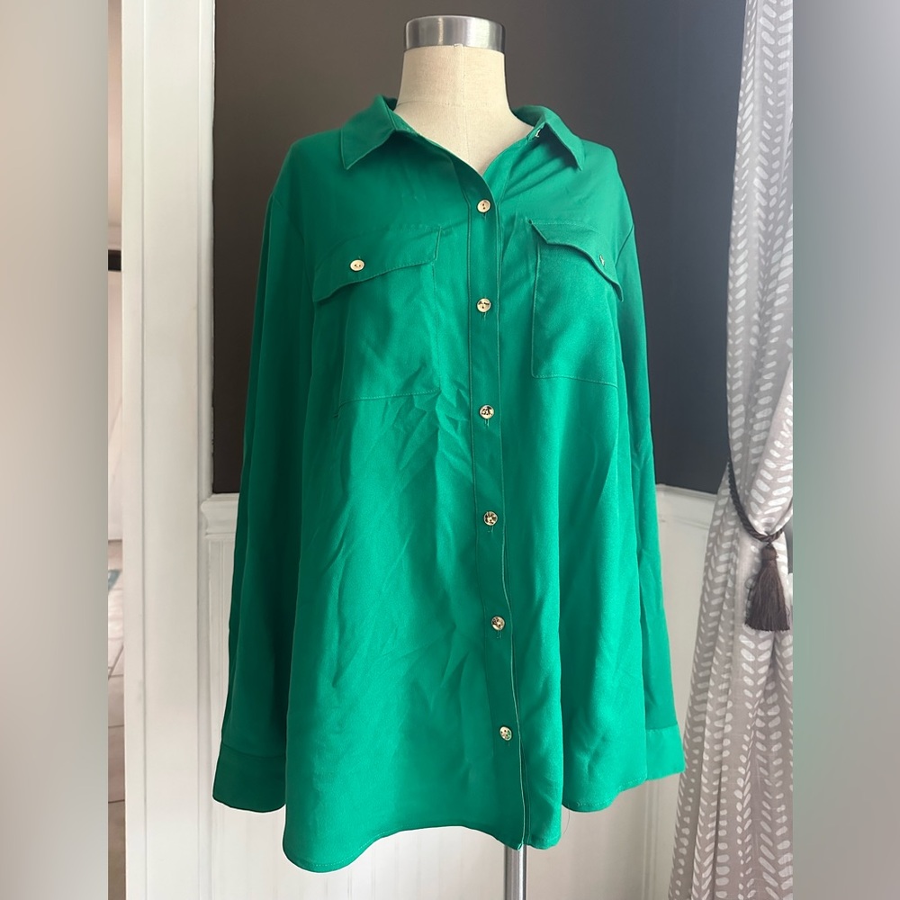 Green Button Down
